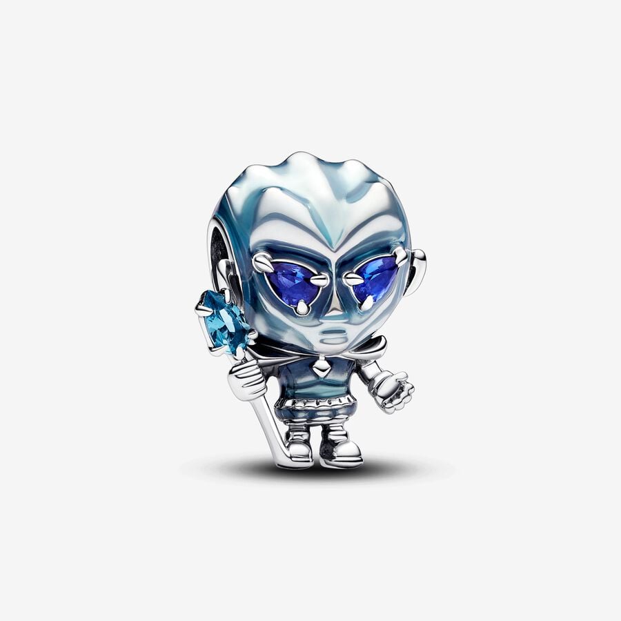 Game of Thrones White Walker sterling silver charm with icy green, stellar blue crystal and light bl