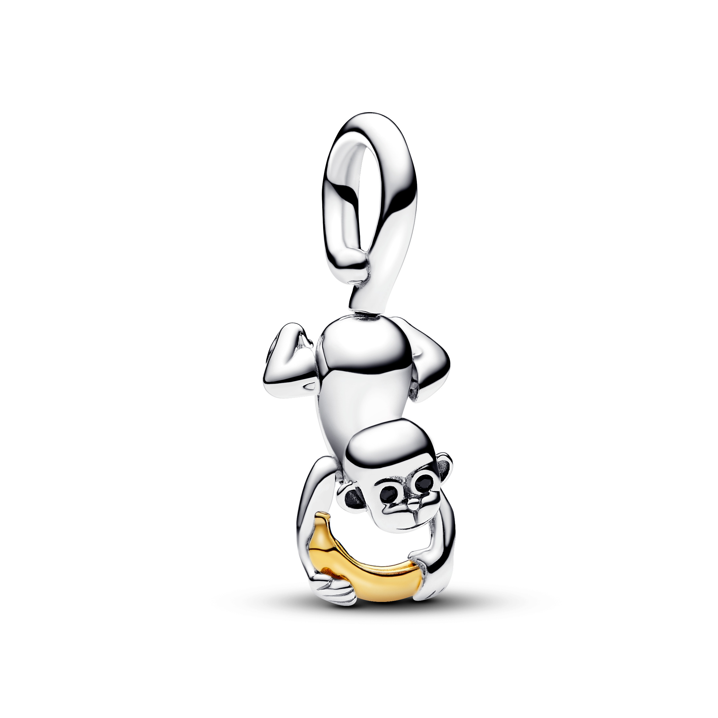 Movable monkey sterling silver and 14k gold-plated