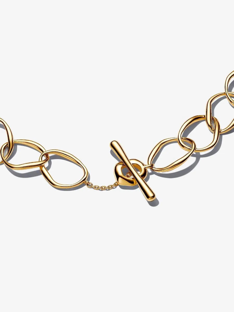 Organically shaped link 14k gold-plated necklace/ 363881C00-45