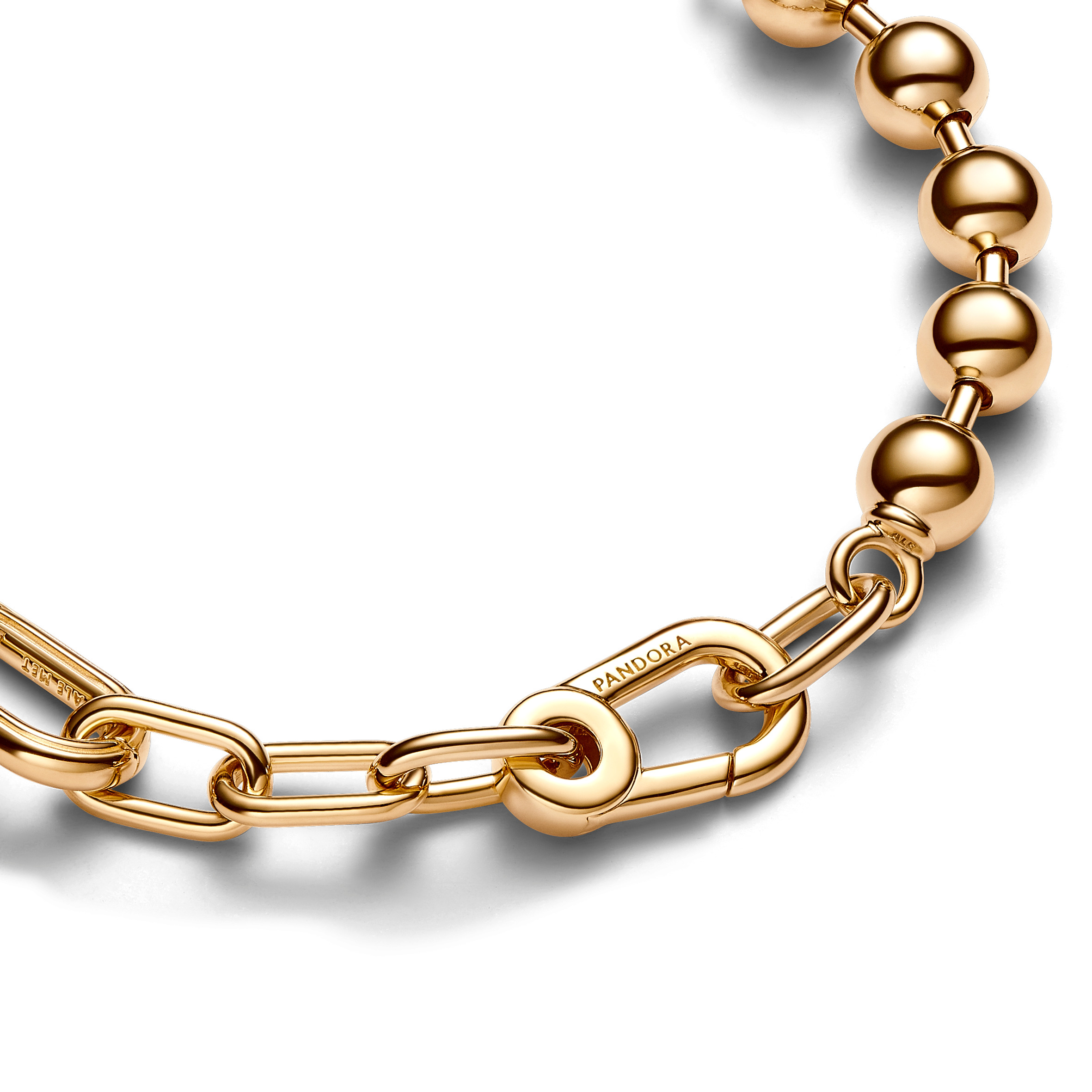 14k Gold-plated bead and link bracelet