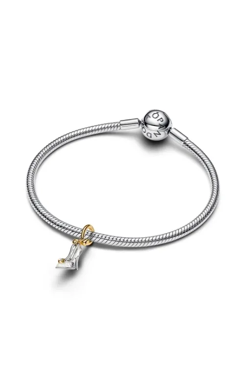 Disney Cinderella shoe sterling silver and 14k gold-plated dangle with 0.012 ct TW G-I VS+ round brilliant very good cut lab-grown diamond a/ 764327C01