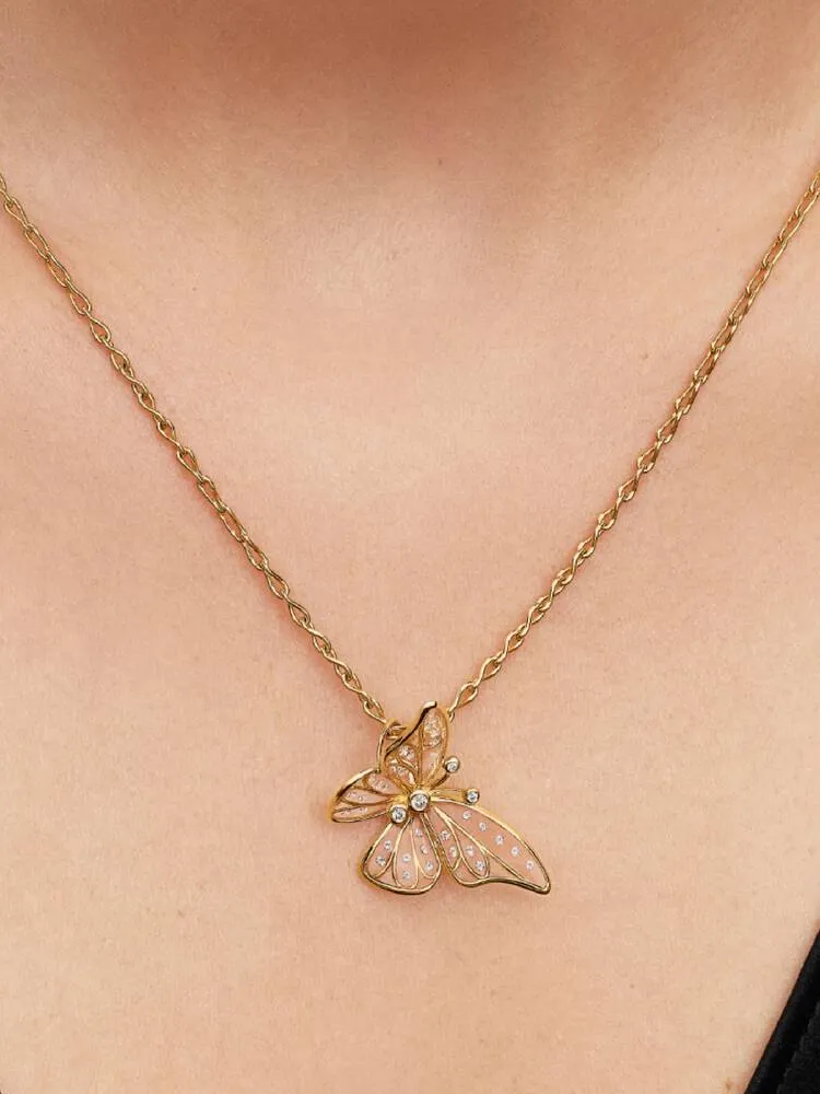 Butterfly 14k gold-plated charm with clear cubic z