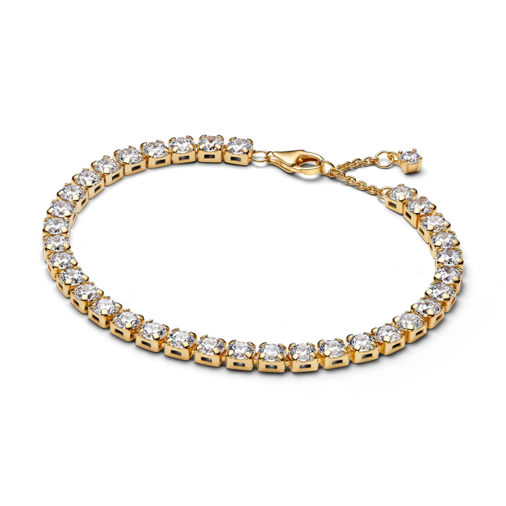 14k gold-plated tennis bracelet with clear cubic z