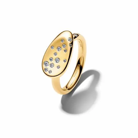 14k gold-plated ring with clear cubic zirconia