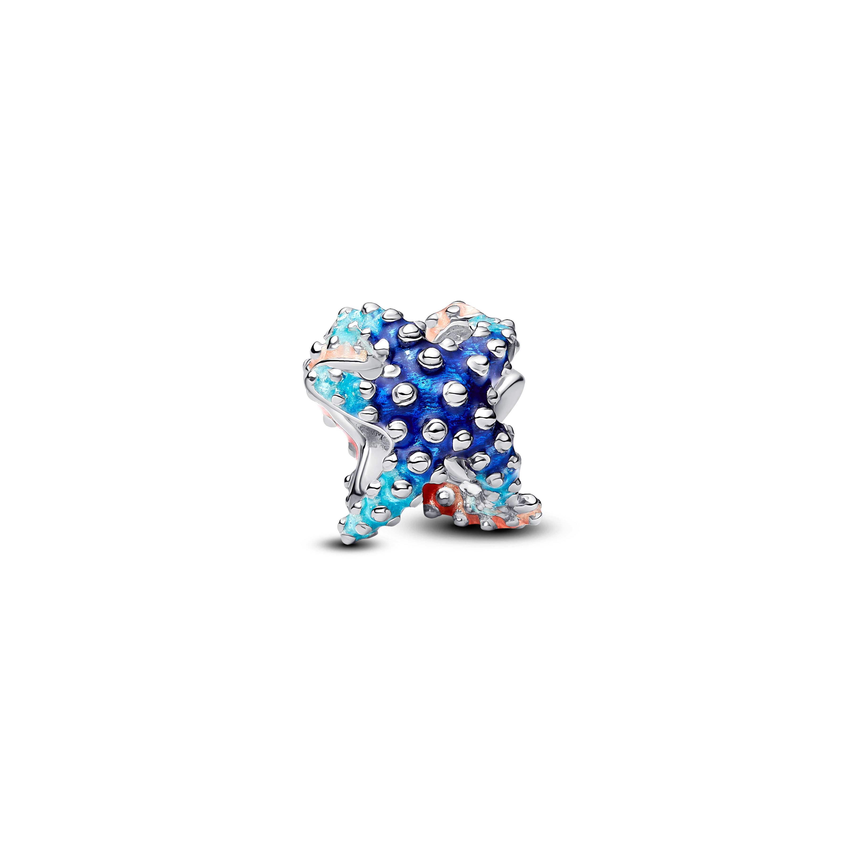 Starfish sterling silver charm with shaded blue an