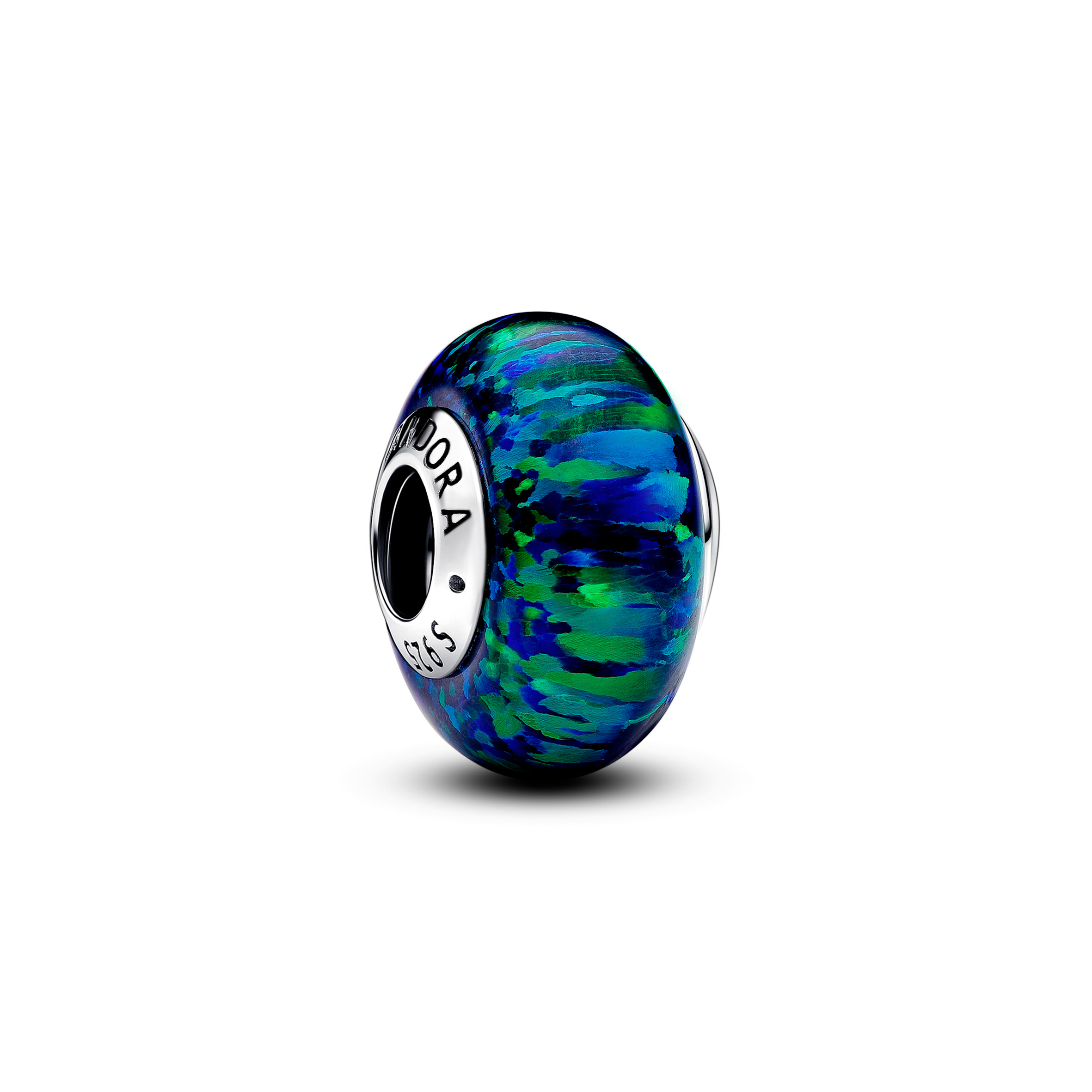 Sterling silver charm with green blue lab-created 