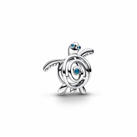 Openwork turtle sterling silver charm with turquoi