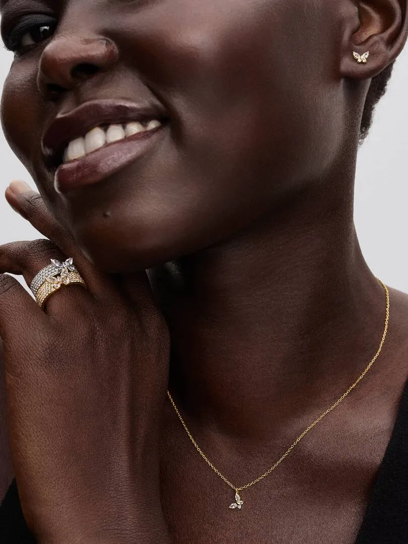 Butterfly 14k gold-plated ring with clear cubic zirconia/164270C01-56