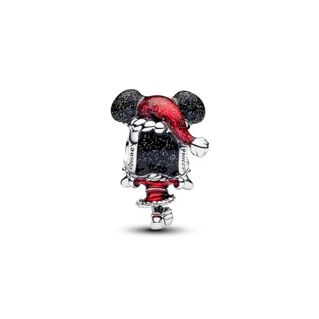 Disney Minnie Mouse sterling silver charm with glitterry black and red enamel/794218C01