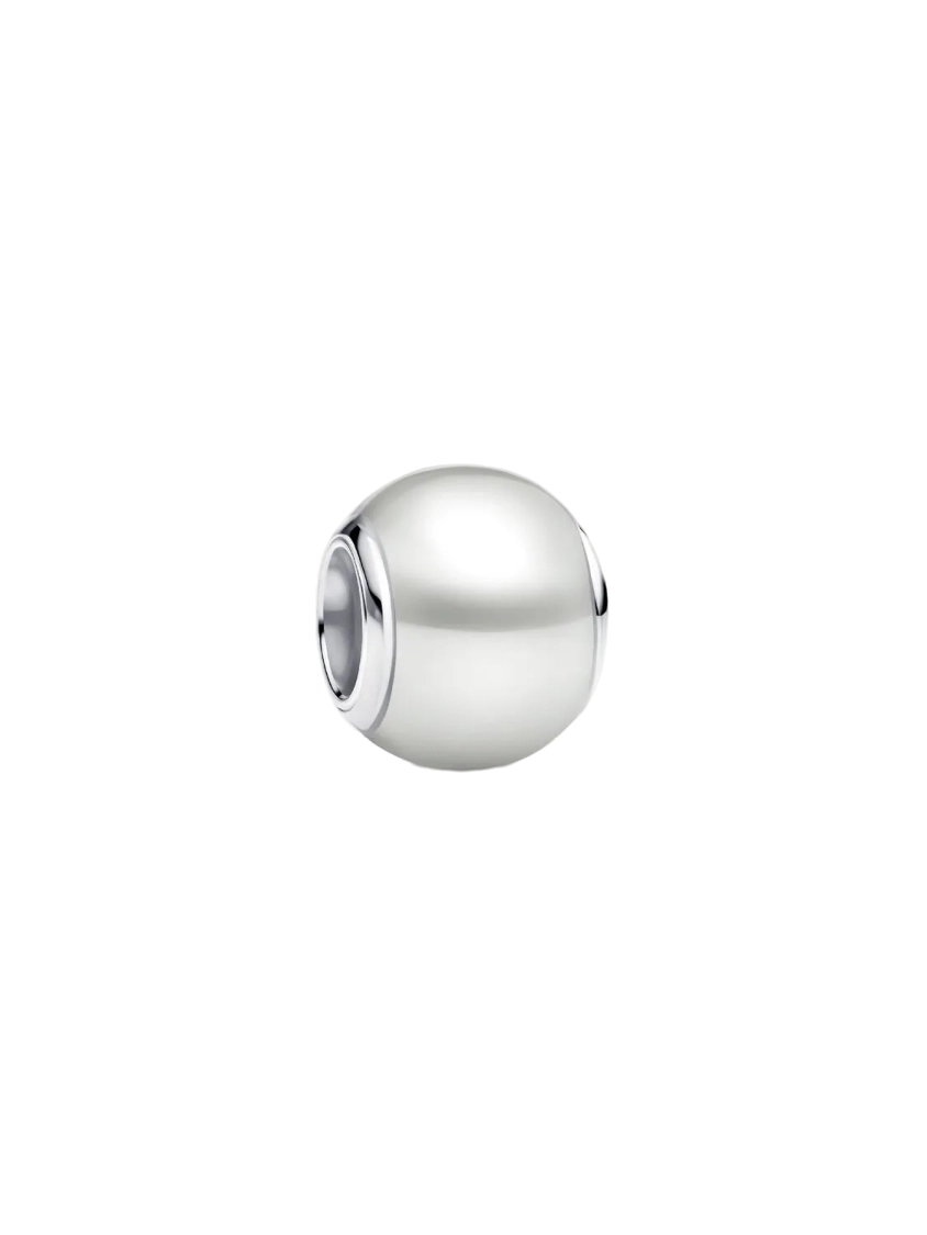 Sterling silver charm with white lacquered artific