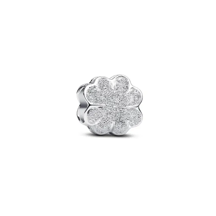 Textured clover sterling silver mini charm