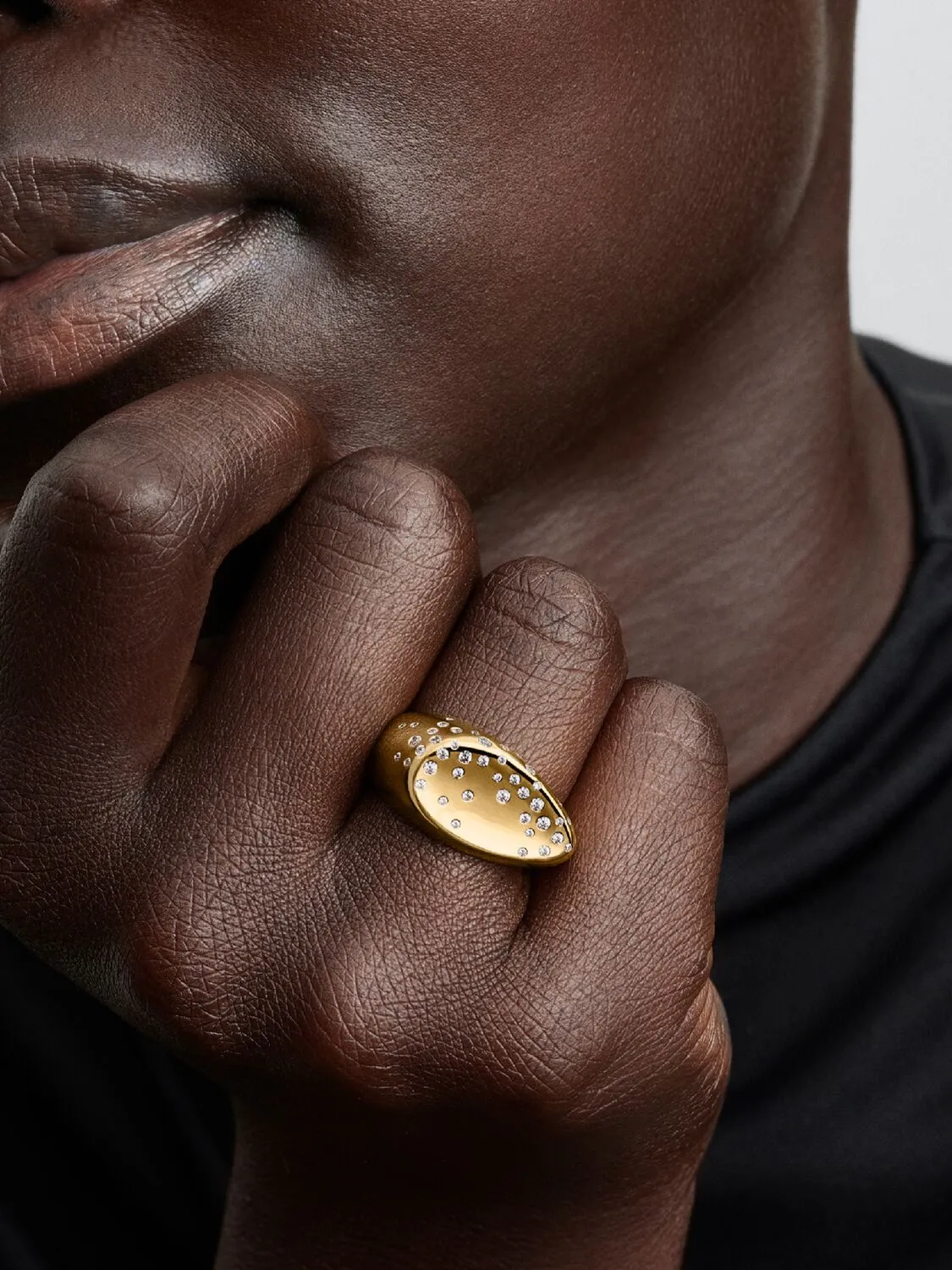 14k gold-plated ring with clear cubic zirconia