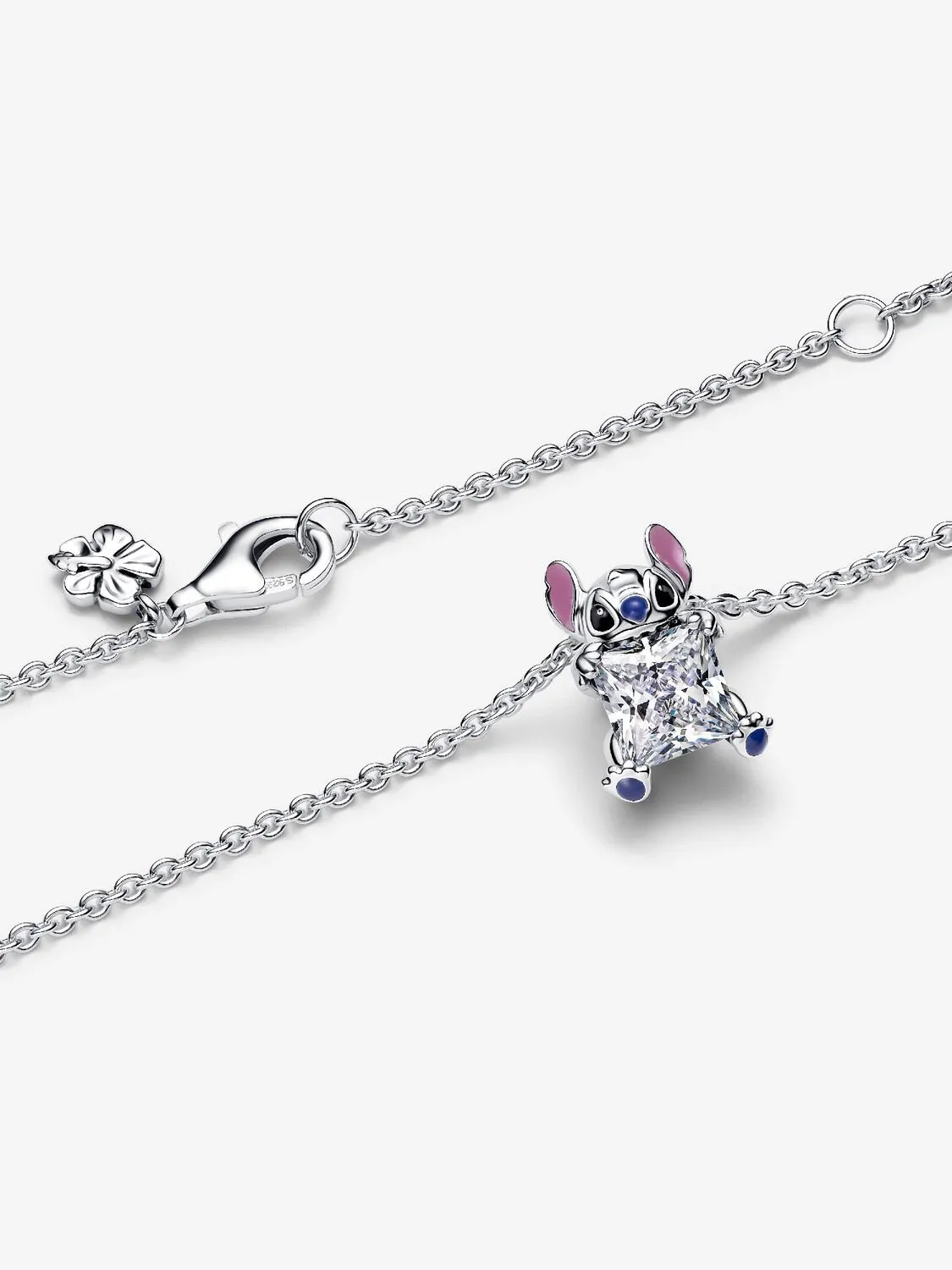 Disney Stitch pendant necklace with clear cubic zirconia, purple, blue and black enamel/ 393743C01-45