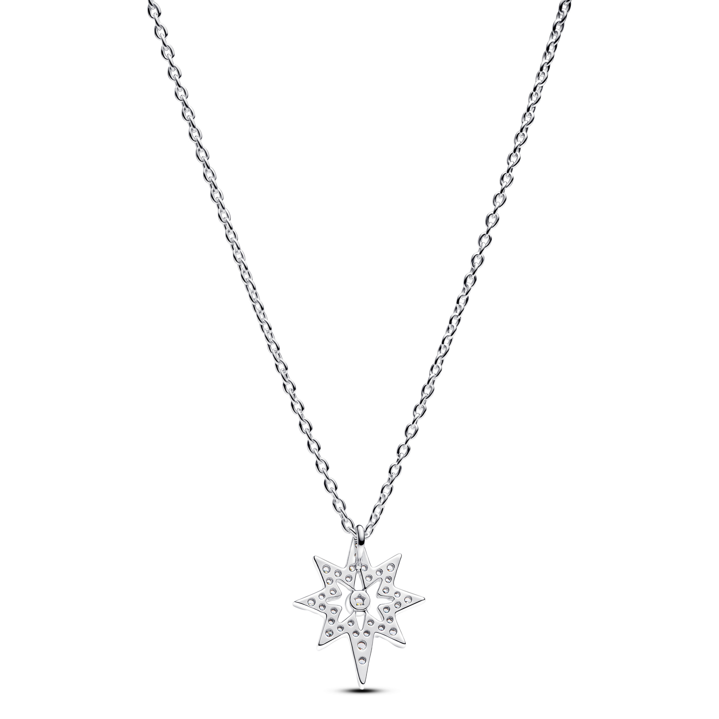 North star sterling silver pendant necklace with clear cubic zirconia/ 393600C01-45