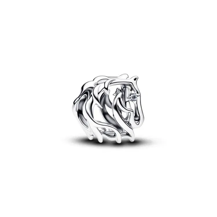Horse sterling silver charm with clear cubic zirco