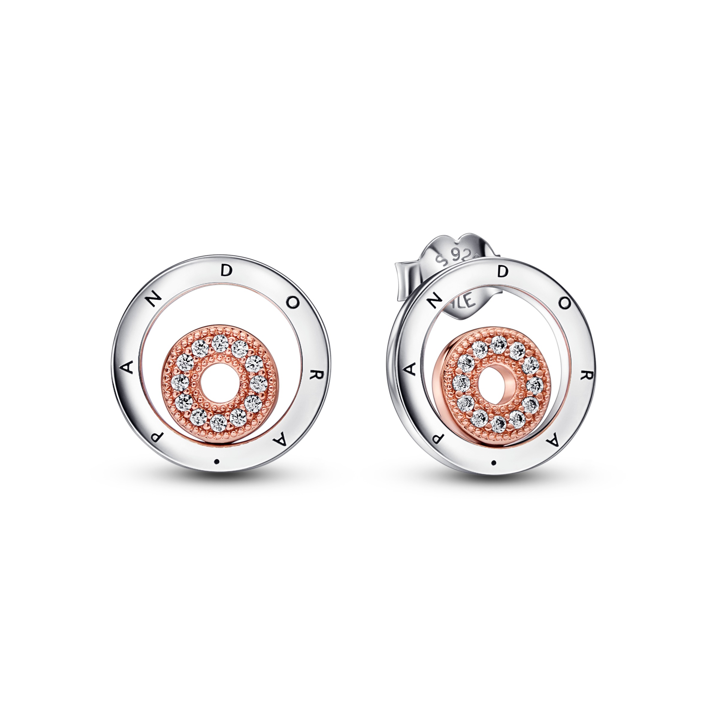 Pandora logo sterling silver and 14k rose gold-pla