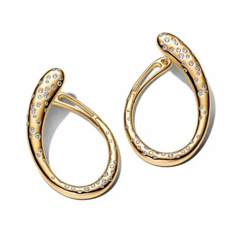 14k gold-plated hoop earrings with clear cubic zir