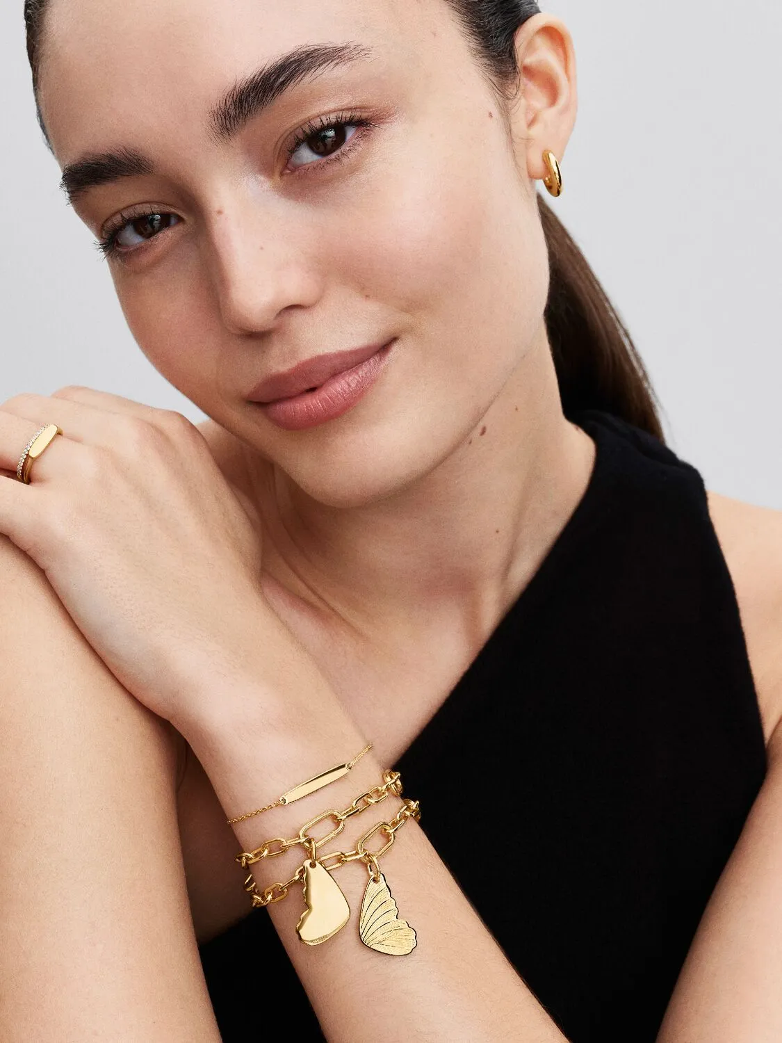 Engravable 14k gold-plated ring / 163986C00-54