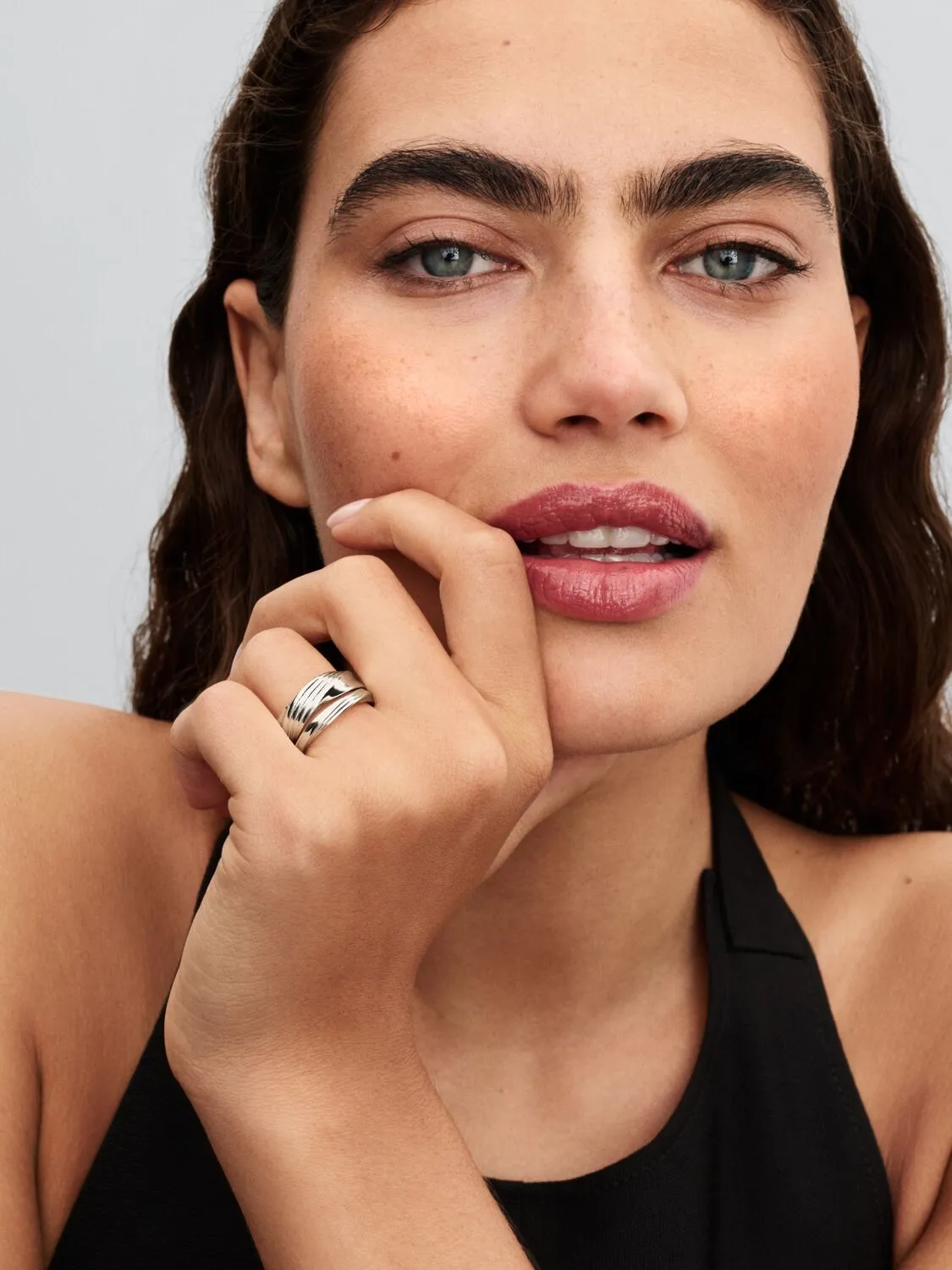 Twisted sterling silver ring set