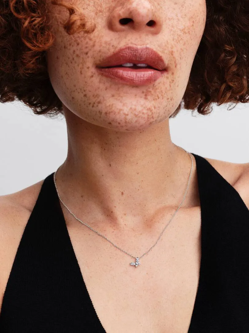 Butterfly sterling silver collier with clear cubic zirconia/394266C01-45