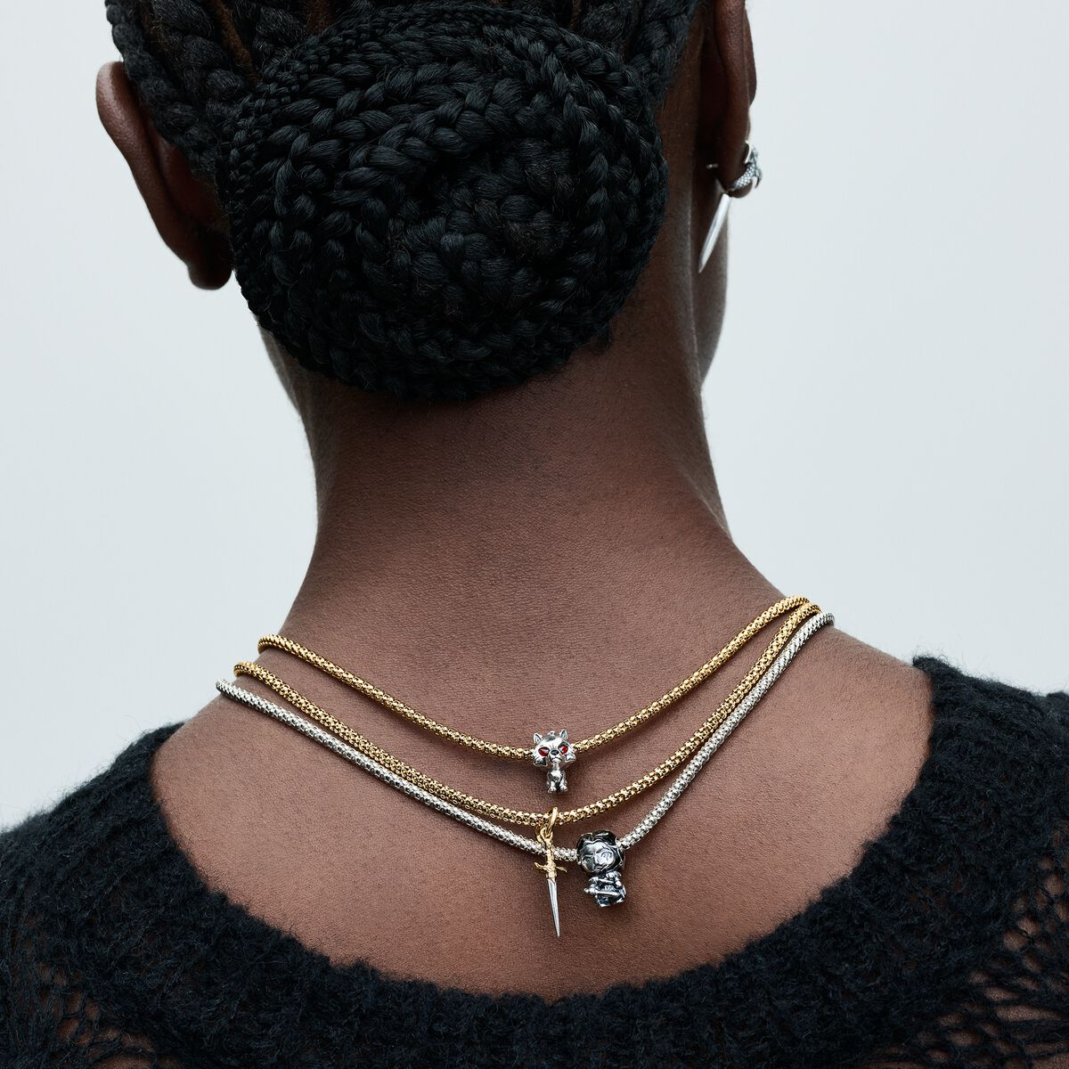 Game of Thrones Jon Snow sterling silver charm with black and transparent grey enamel/ 793137C01