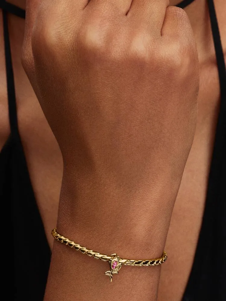 Tulip 14k gold-plated charm with fancy pink cubic 