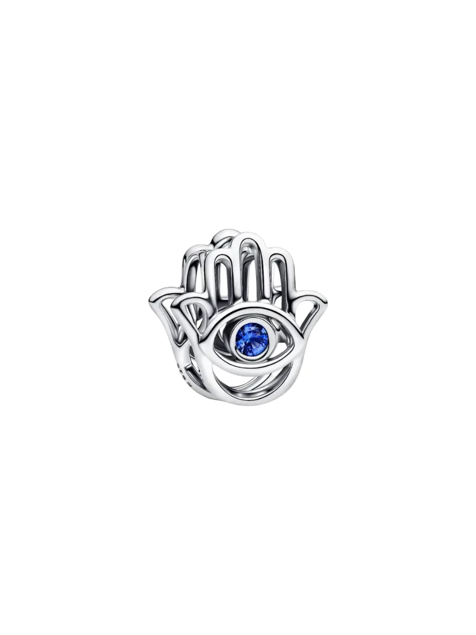 Hamsa hand sterling silver charm with stellar blue