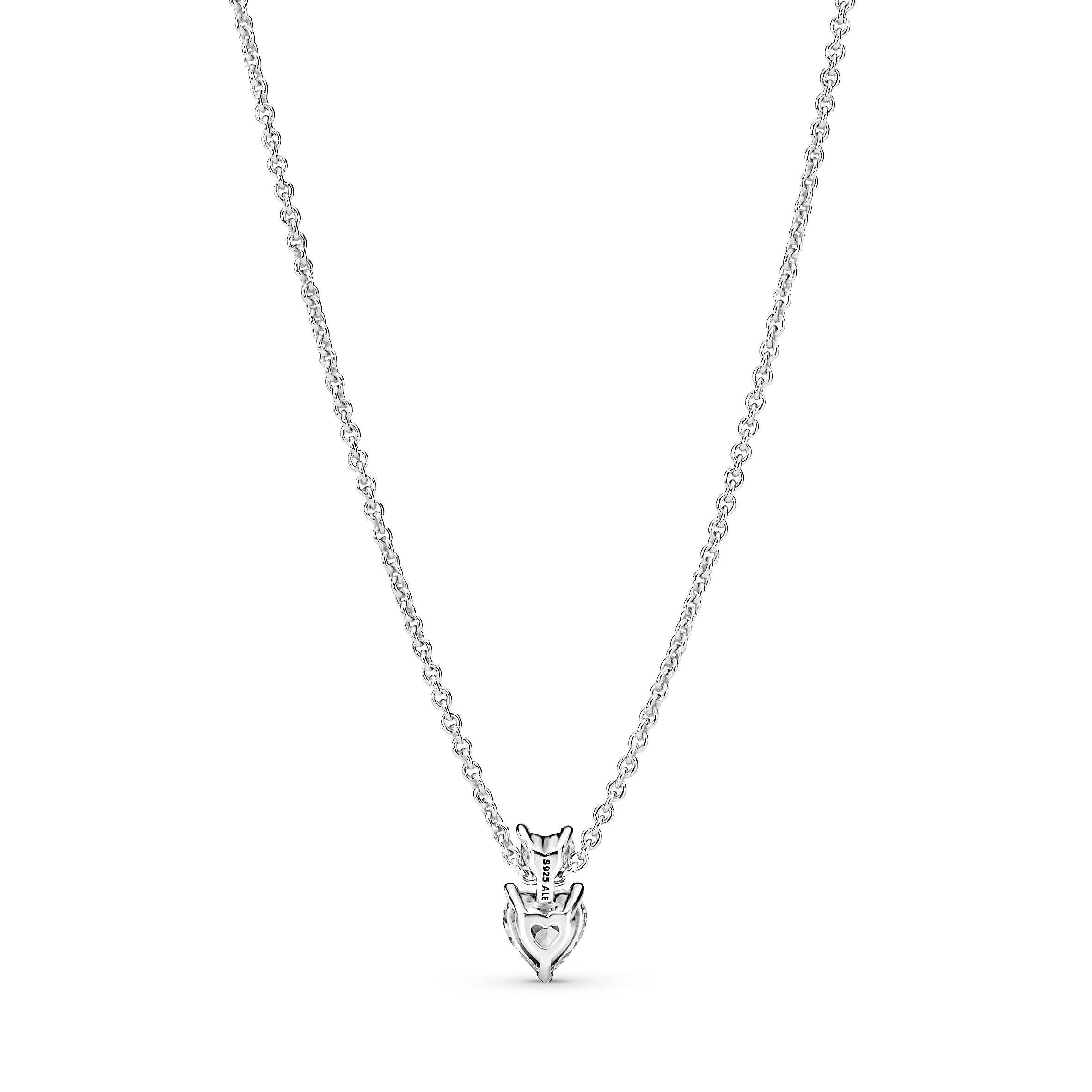Heart sterling silver collier with clear cubic zirconia
