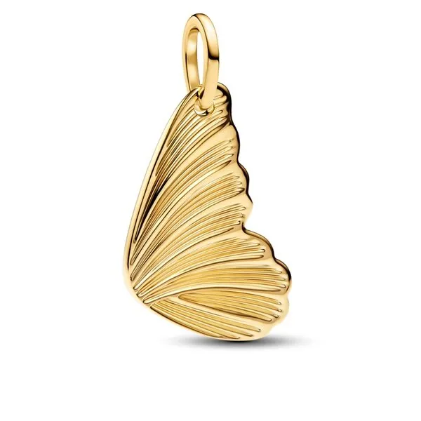 Engravable butterfly wing 14k gold-plated pendant