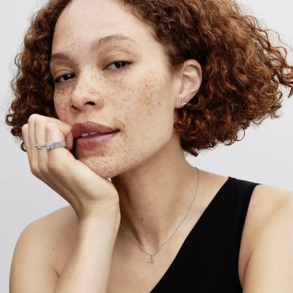 Butterfly sterling silver with clear cubic zirconia set