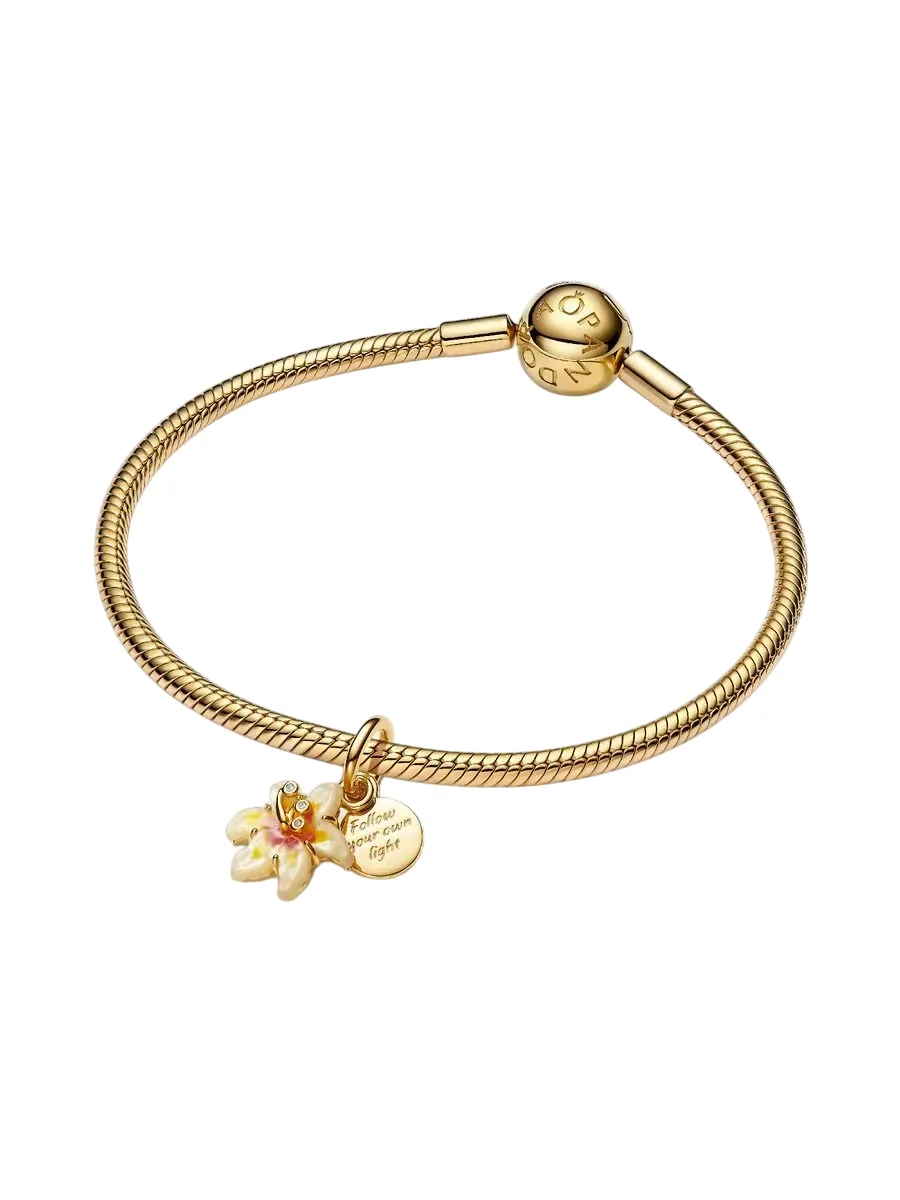 Disney Tangled Flower 14k gold-plated double dangl