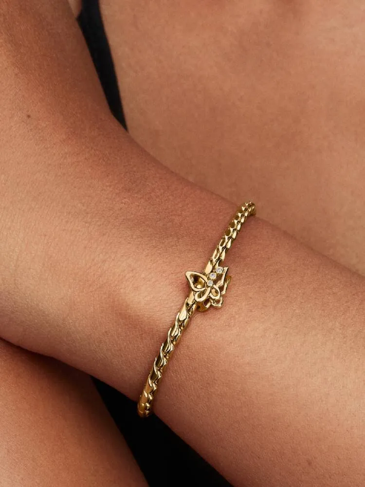 Butterfly 14k gold-plated charm with clear cubic z