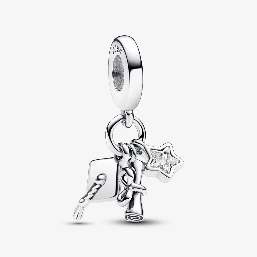 2024 graduation sterling silver dangle with clear 