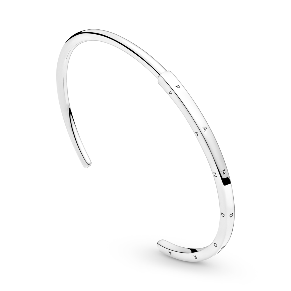 Pandora logo sterling silver open bangle