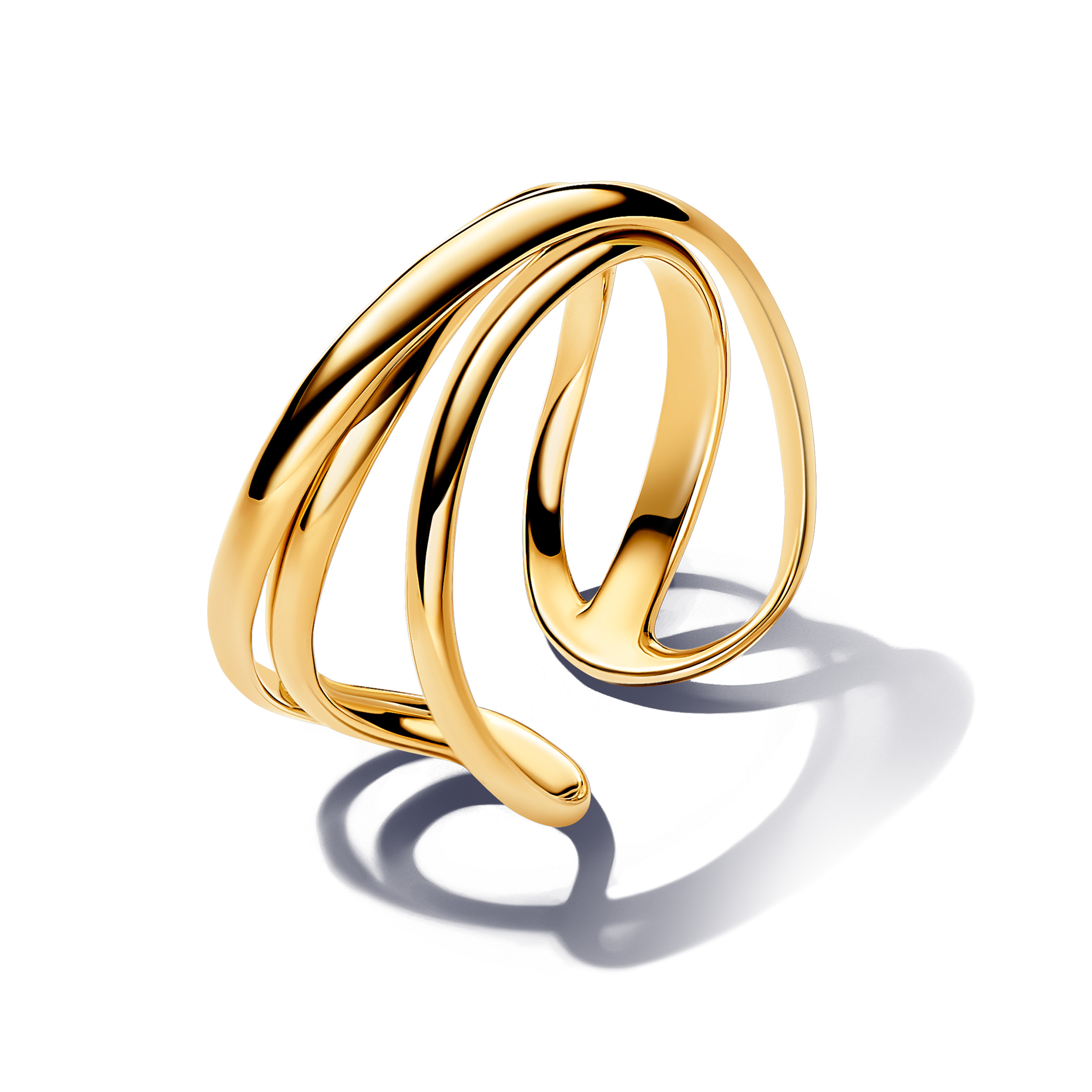 Triple band 14k gold-plated open ring