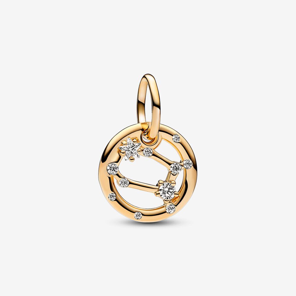 Gemini zodiac 14k gold-plated dangle with clear cubic zirconia