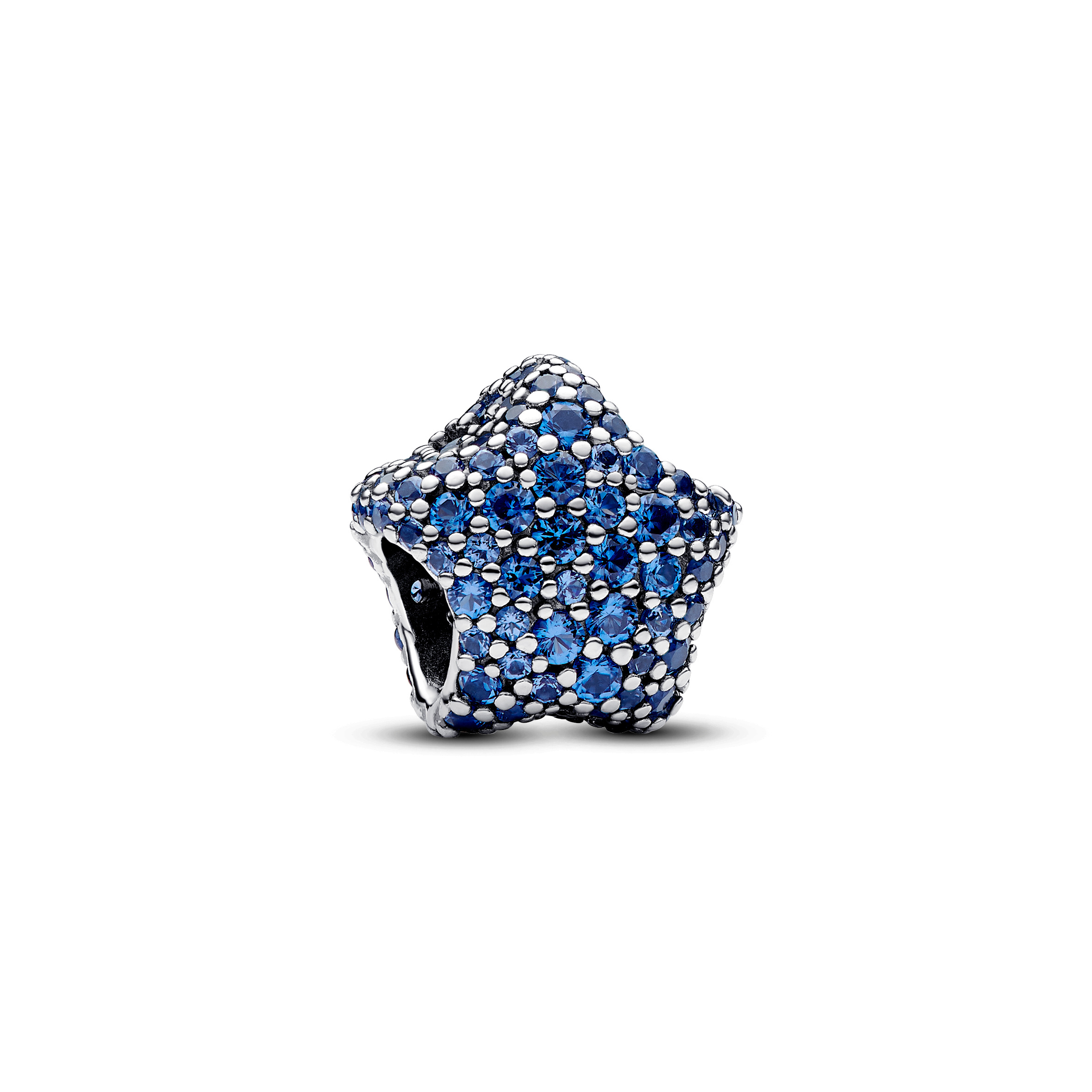 Star sterling silver charm with stellar blue crystal