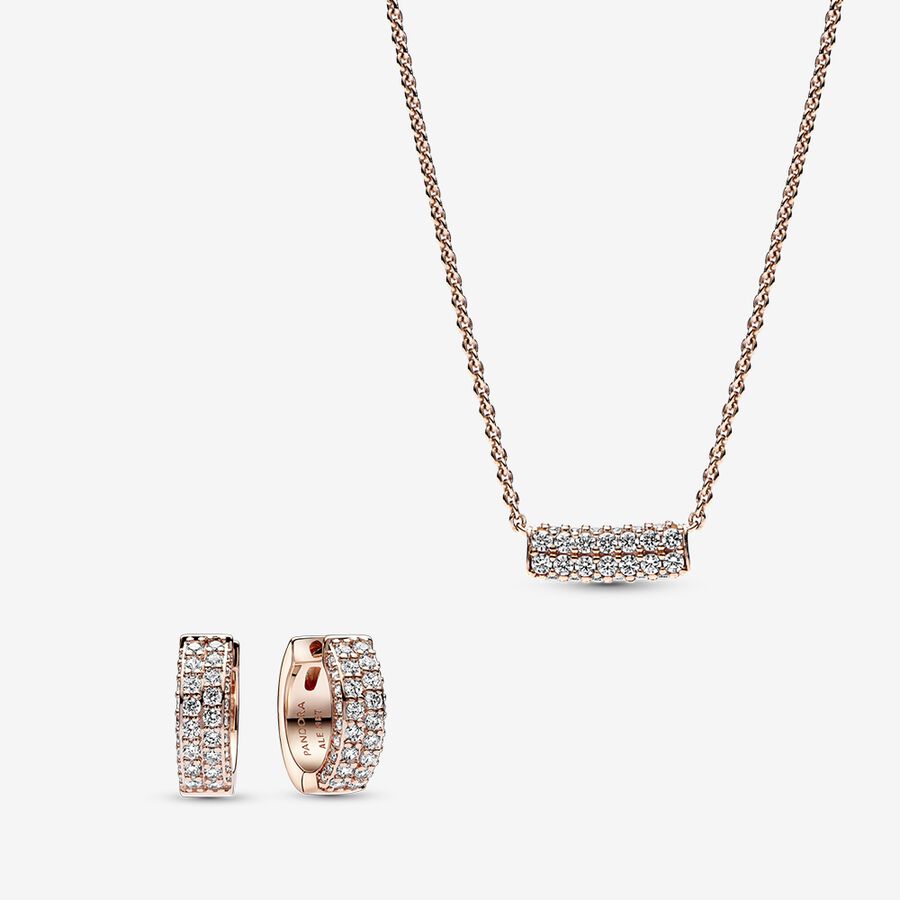 Pavé Rose Double-row Jewelry Set