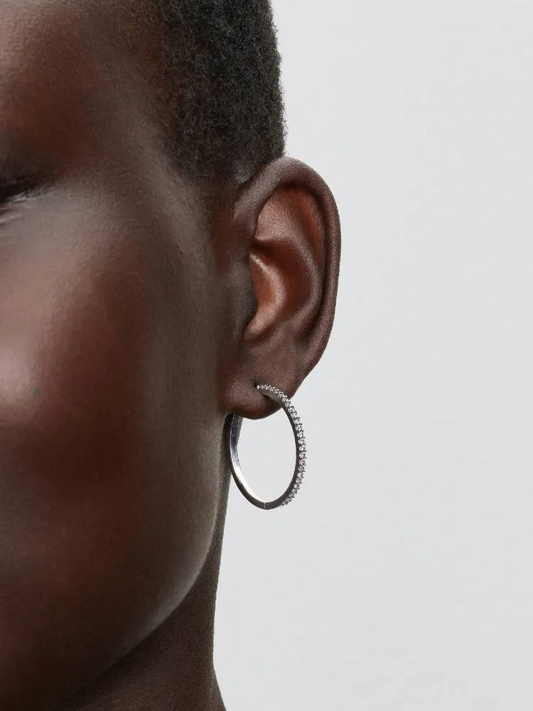 Sterling silver hoop earrings with clear cubic zir