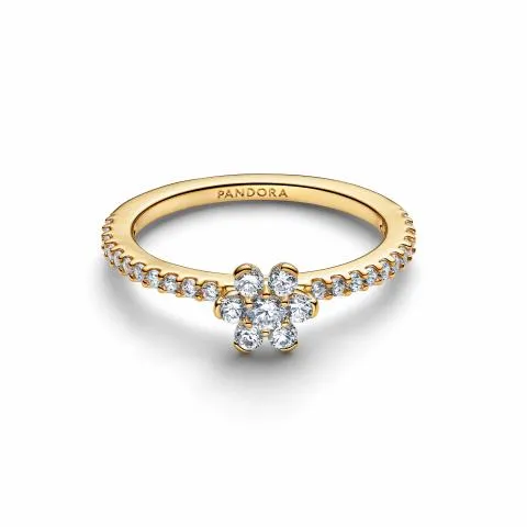 Flower 14k gold-plated ring with clear cubic zirconia / 164499C01-58