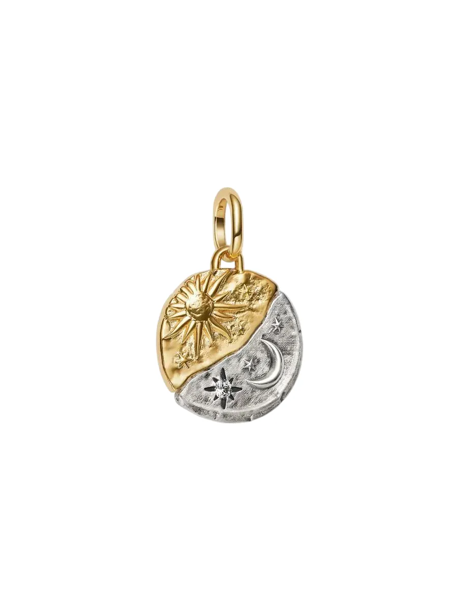 Sun and moon sterling silver and 14k gold-plated m