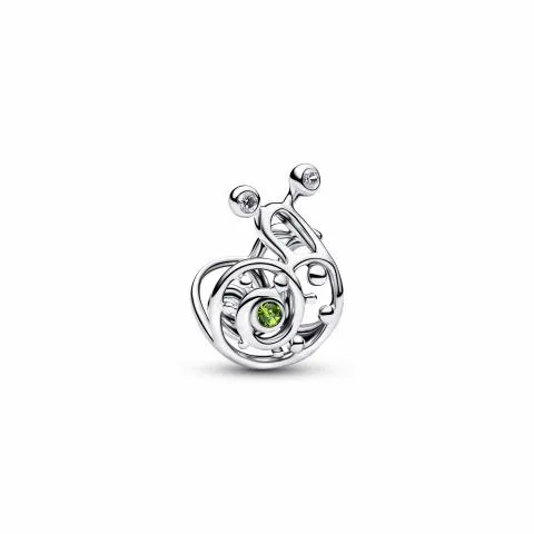 Snail sterling silver charm with light green crystal and clear cubic zirconia / 794557C01