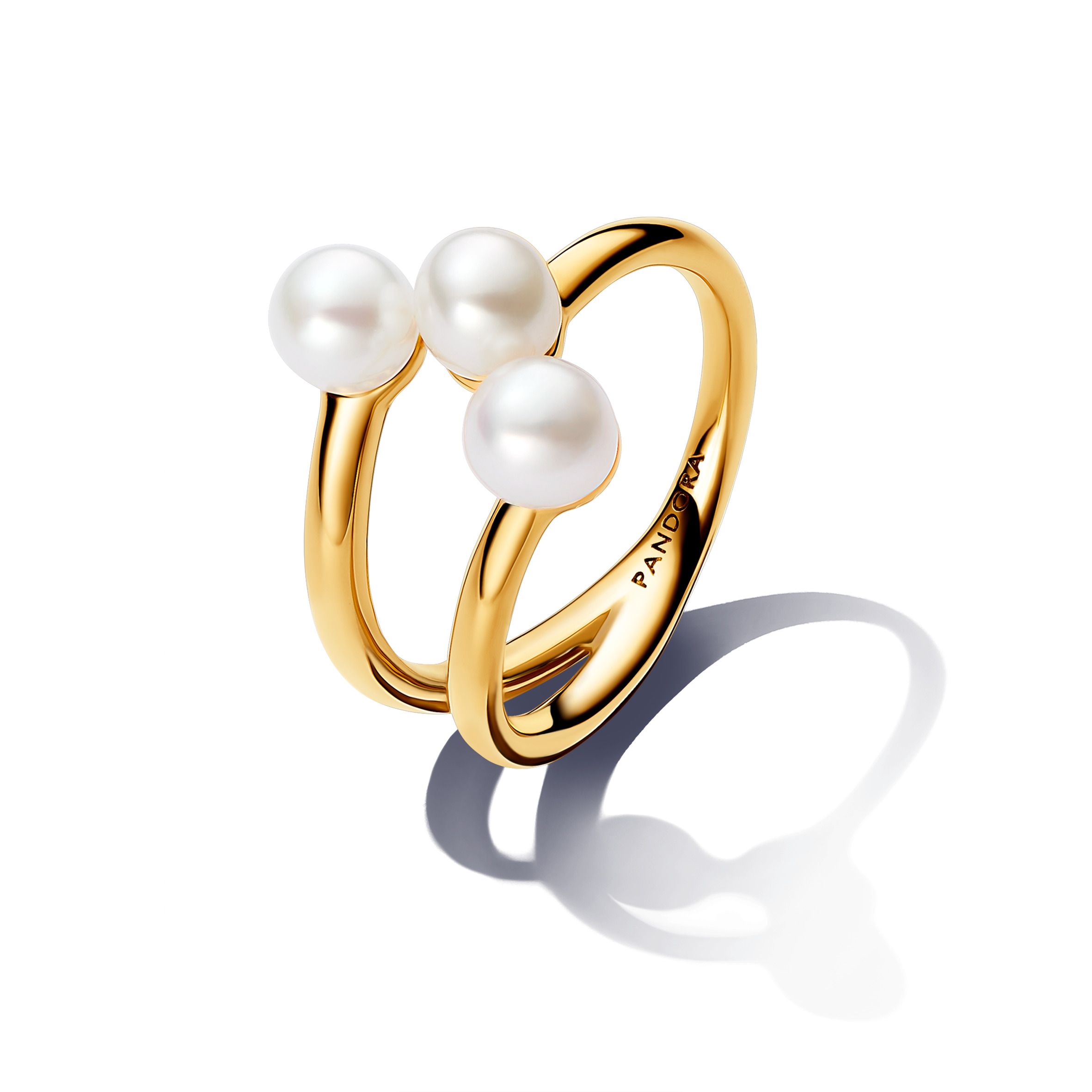14k Gold-plated open ring with white treated fresh
