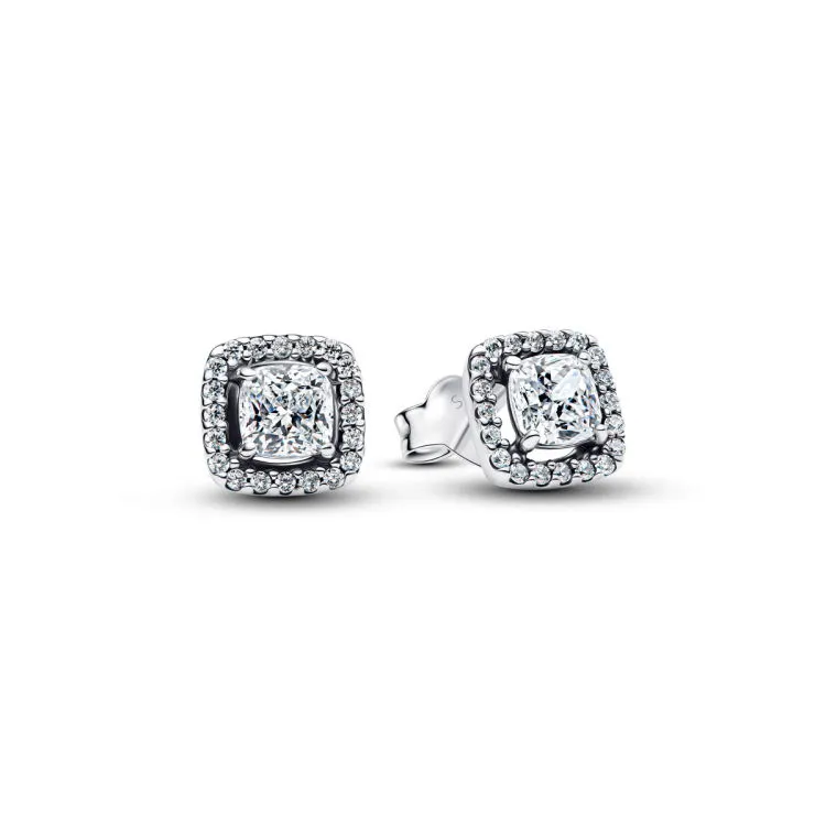 Sterling silver stud earrings with clear cubic zir