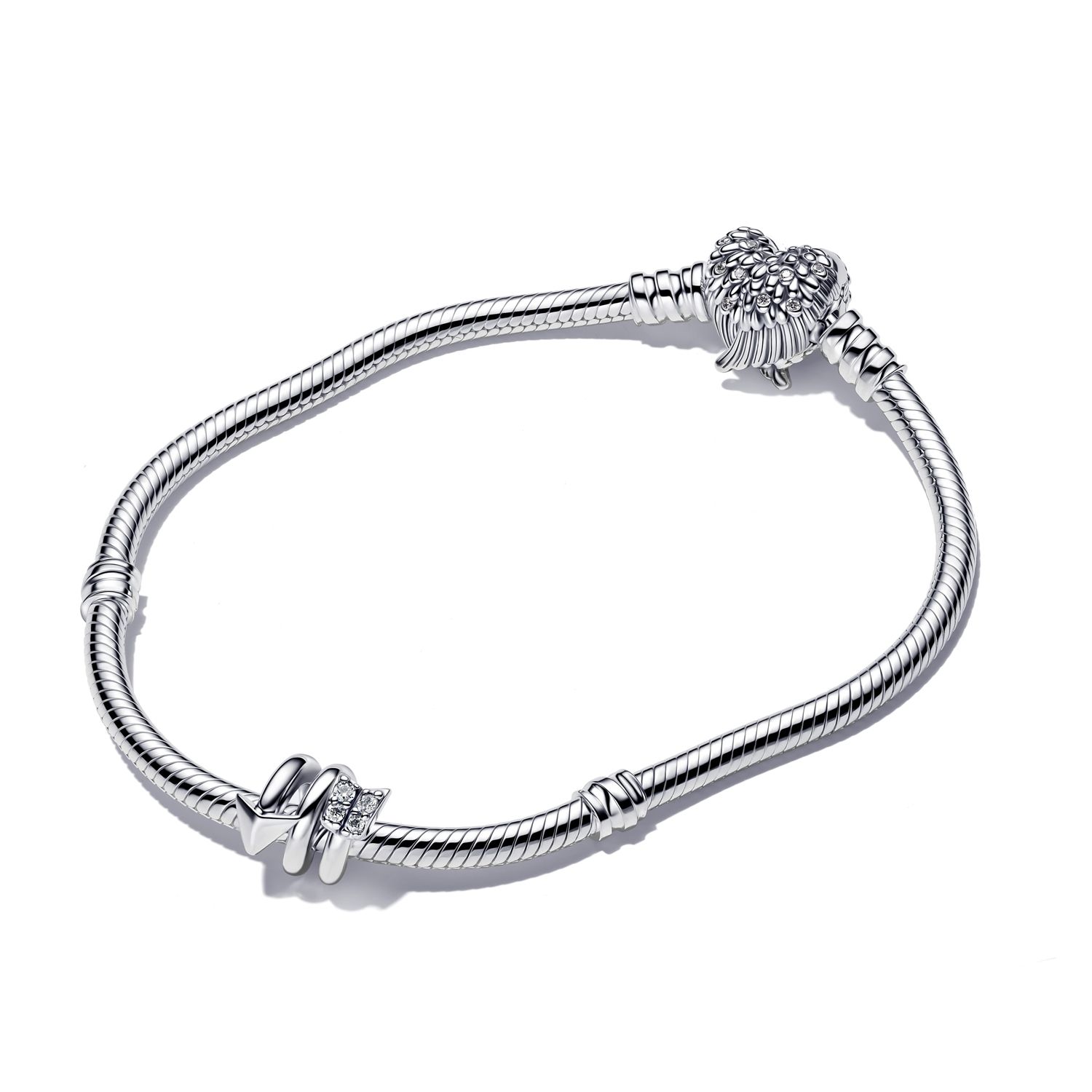 Twisting arrow sterling silver charm with clear cubic zirconia/ 793665C01