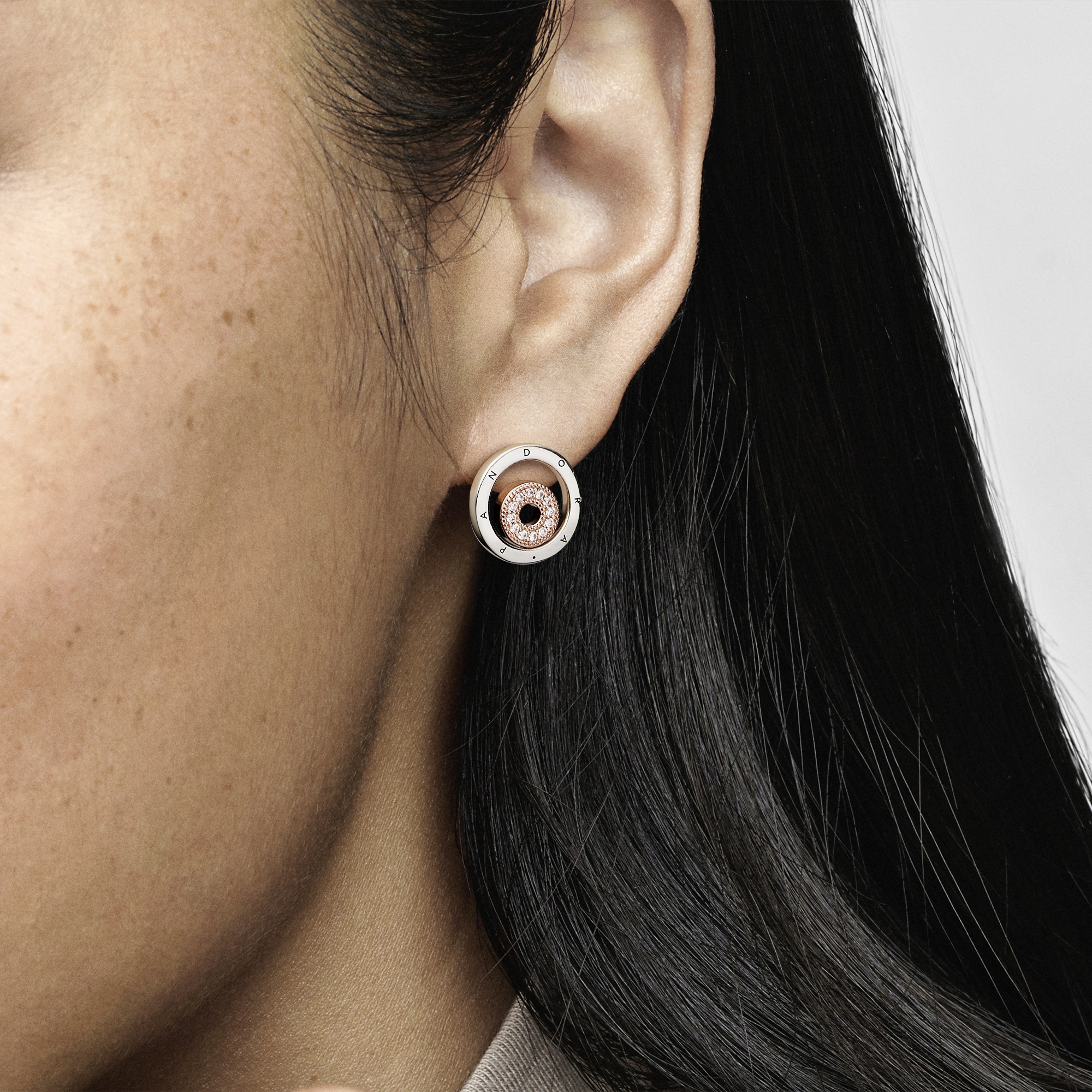 Pandora logo sterling silver and 14k rose gold-pla
