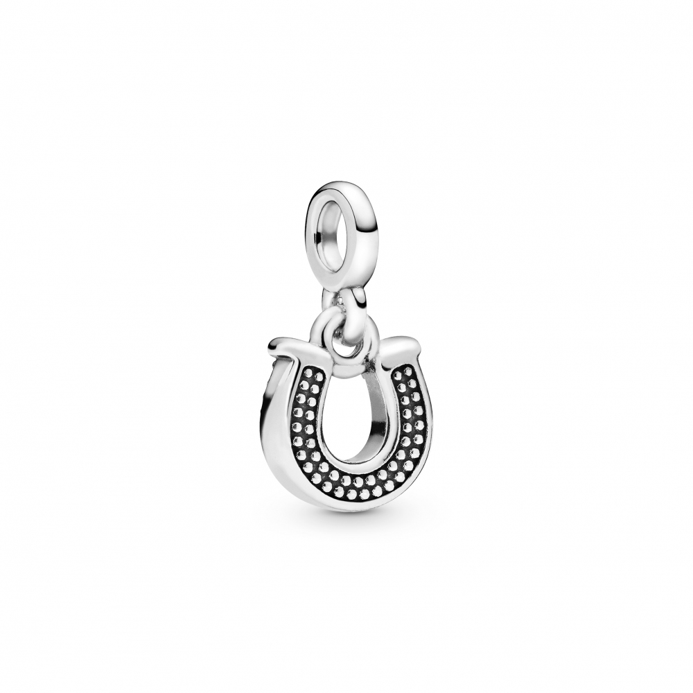 Horseshoe sterling silver mini dangle with clear cubic zirconia/ 798379CZ