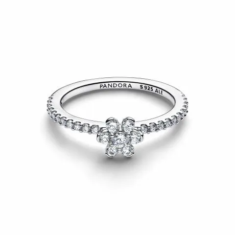 Flower sterling silver ring with clear cubic zirconia / 194499C01-58