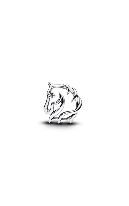 Horse sterling silver charm with clear cubic zirconia/ 794430C01