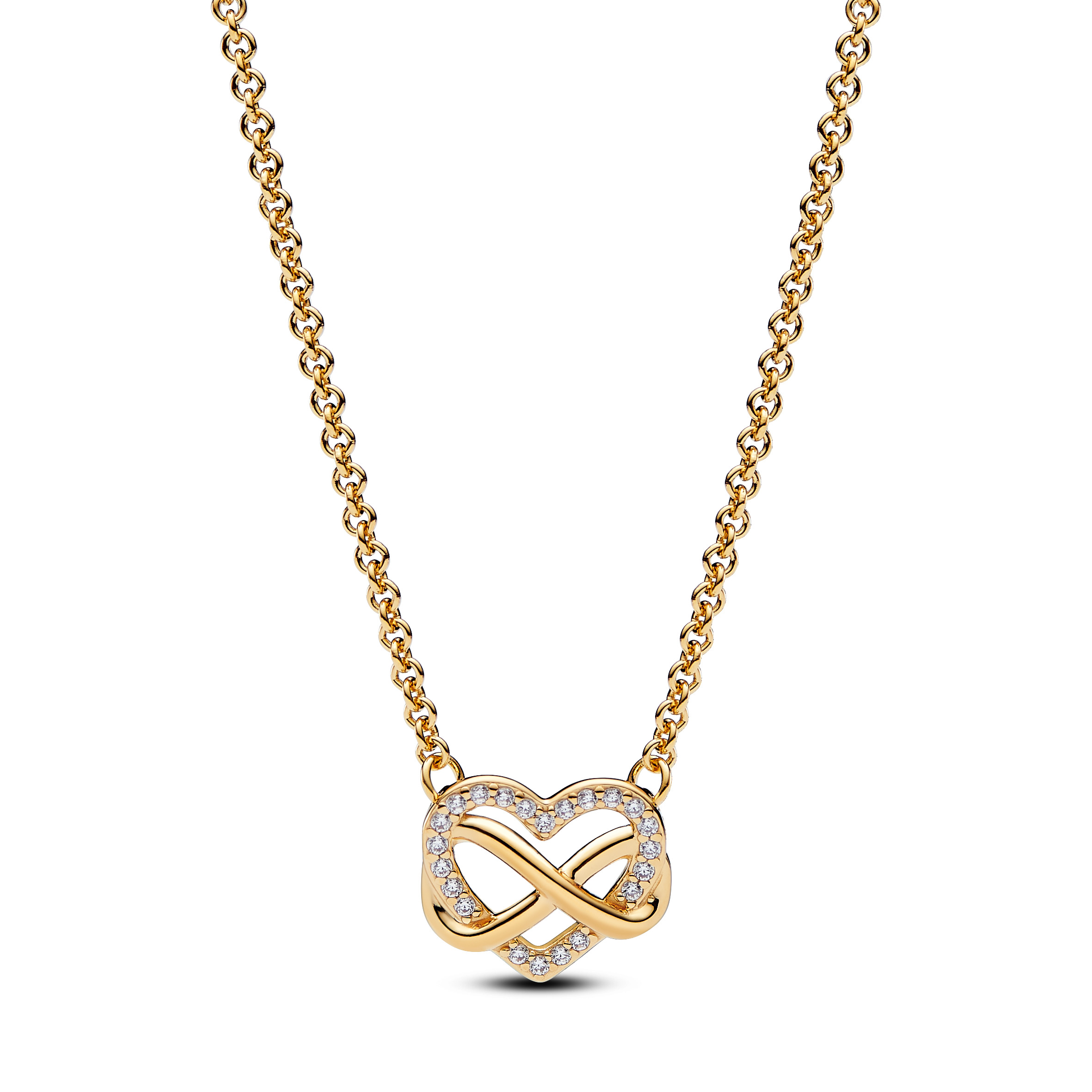 Infinity heart 14k gold-plated necklace with clear